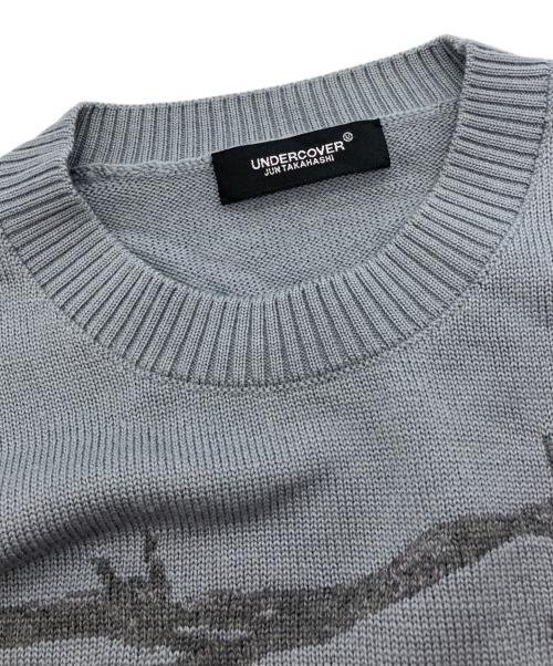 UNDERCOVER（アンダーカバー）UNDERCOVER (アンダーカバー) ROSEWIRE CREW KNIT　21SS グレー×ピンク サイズ:2の古着・服飾アイテム