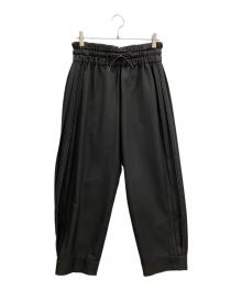itochi（イトチ）の古着「Polyester Linon pleated track pants」｜ブラック