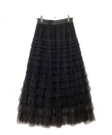 Ameri（アメリ）の古着「BLACK TULLE RAFFLE SKIRT　0125109260360」｜ブラック