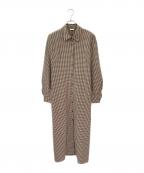 CLANEクラネ）の古着「POWER SHOULDER CHECK SHIRT ONEPIECE」｜ベージュ