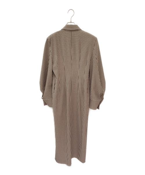 CLANE（クラネ）CLANE (クラネ) POWER SHOULDER CHECK SHIRT ONEPIECE ベージュ サイズ:2の古着・服飾アイテム