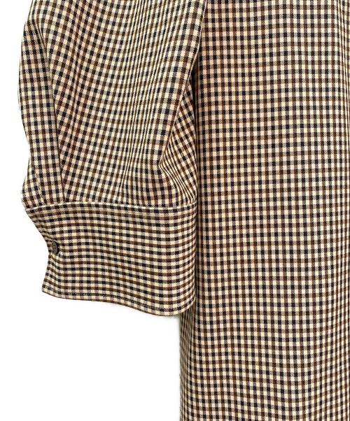 CLANE（クラネ）CLANE (クラネ) POWER SHOULDER CHECK SHIRT ONEPIECE ベージュ サイズ:2の古着・服飾アイテム