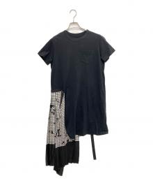 sacai（サカイ）の古着「プリーツドッキングワンピース」｜ブラック