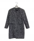theoryセオリー）の古着「ノーカラーツイードコート」｜ブラック