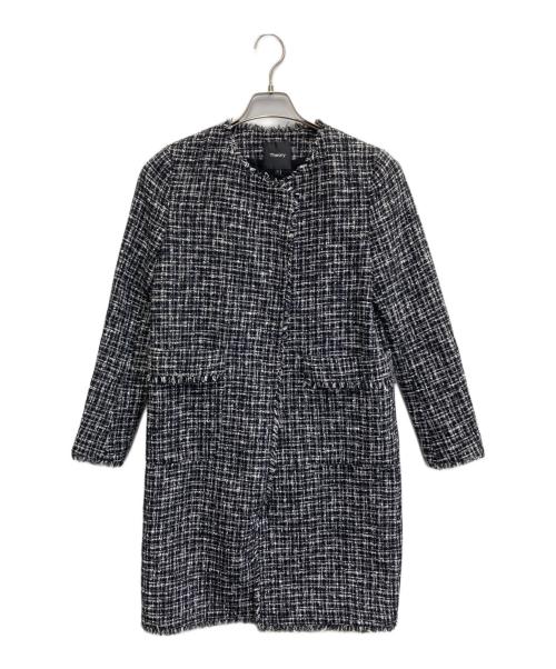 theory（セオリー）theory (セオリー) ノーカラーツイードコート ブラック サイズ:Sの古着・服飾アイテム