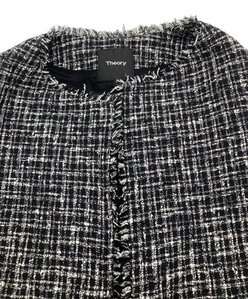 theory（セオリー）theory (セオリー) ノーカラーツイードコート ブラック サイズ:Sの古着・服飾アイテム