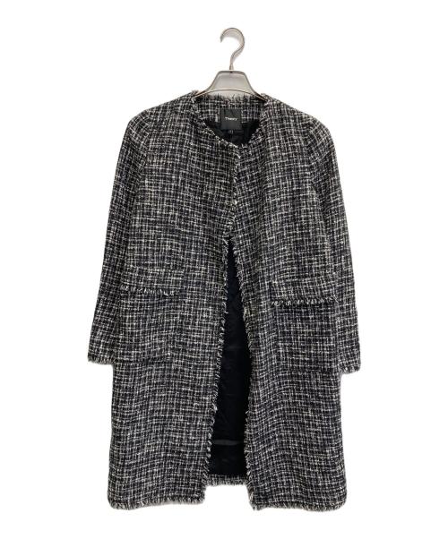 theory（セオリー）theory (セオリー) ノーカラーツイードコート ブラック サイズ:Sの古着・服飾アイテム