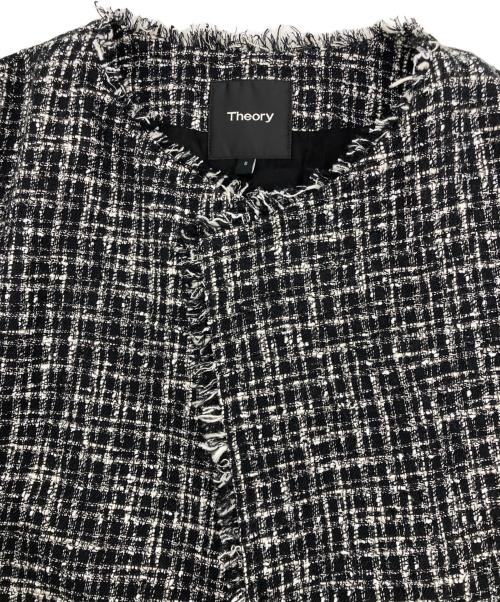 theory（セオリー）theory (セオリー) ノーカラーツイードコート ブラック サイズ:Sの古着・服飾アイテム