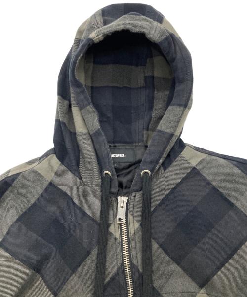 DIESEL（ディーゼル）DIESEL (ディーゼル) フーデッドジャケット グレー サイズ:Lの古着・服飾アイテム
