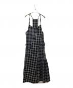 AULA AILAアウラアイラ）の古着「チェッカードジャンパースカート」｜ブラック