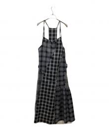 AULA AILA（アウラアイラ）の古着「チェッカードジャンパースカート」｜ブラック