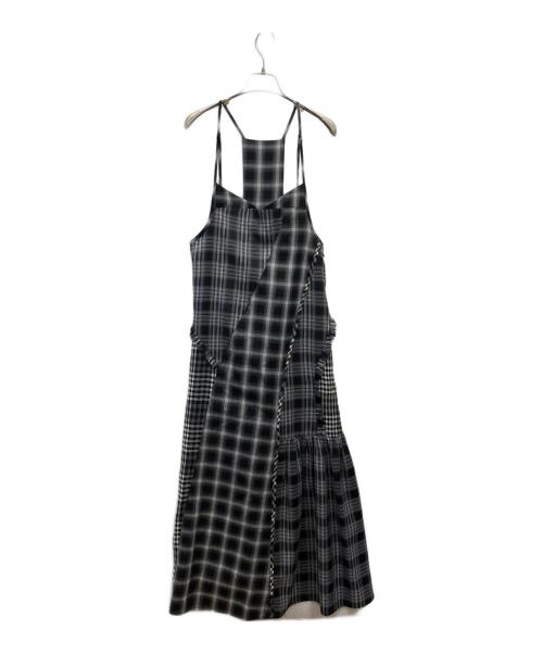 AULA AILA（アウラアイラ）AULA AILA (アウラアイラ) チェッカードジャンパースカート ブラックの古着・服飾アイテム