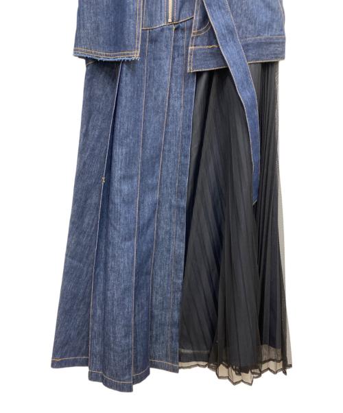 AULA AILA（アウラアイラ）AULA AILA (アウラアイラ) アシンメトリープリーツジャンパースカート インディゴ サイズ:1の古着・服飾アイテム