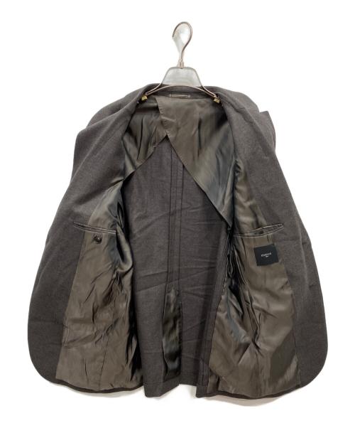 EDIFICE（エディフィス）EDIFICE (エディフィス) SUPER120’s ウール サキソニー2ボタンジャケットセットアップ ブラウン サイズ:Lの古着・服飾アイテム