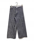 SZ Blockprintsエスゼットブロックプリント）の古着「チェックワイドパンツ　Blockprints TSUKUTTE DISCO PANTS　3810600129」｜ネイビー