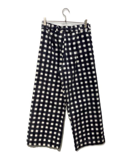 SZ Blockprints（エスゼットブロックプリント）SZ Blockprints (エスゼットブロックプリント) チェックワイドパンツ　Blockprints TSUKUTTE DISCO PANTS　3810600129 ネイビー サイズ:Mの古着・服飾アイテム