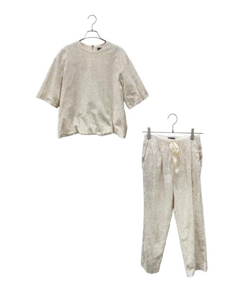 DRAWER（ドゥロワー）DRAWER (ドゥロワー) スクエアパターン セットアップ アイボリー サイズ:36の古着・服飾アイテム