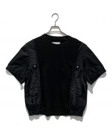sacai（サカイ）の古着「Nylon Twill Cotton Jersey T-Shirt」｜ブラック
