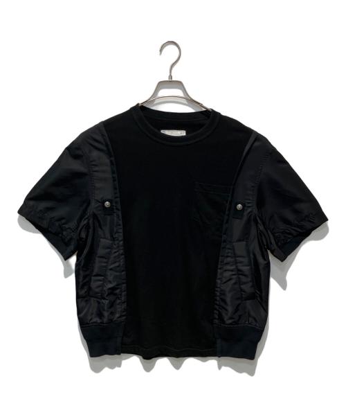 sacai（サカイ）sacai (サカイ) Nylon Twill Cotton Jersey T-Shirt ブラック サイズ:1の古着・服飾アイテム