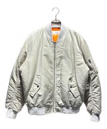 CELINE（セリーヌ）の古着「ルーズ ボンバージャケット / ナイロンツイル」｜ライトグレー