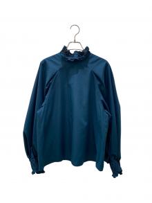 ADORE（アドーア）の古着「シャーリングスタンドカラーブラウス」｜グリーン