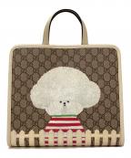 GUCCIグッチ）の古着「キム・スンヨン ドッグ プリント GG トートバッグ」｜ブラウン×ベージュ
