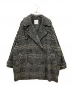 Spick and Spanスピック＆スパン）の古着「Wスライバーチェックハーフコート」｜グレー
