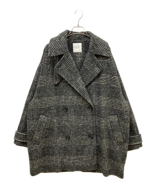 Spick and Span（スピック＆スパン）Spick and Span (スピック＆スパン) Wスライバーチェックハーフコート グレー サイズ:38の古着・服飾アイテム