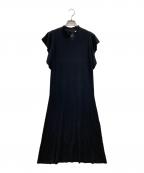 HER LIP TOハーリップトゥ）の古着「Ruffle Sleeve Belted Knit Dress」｜ブラック