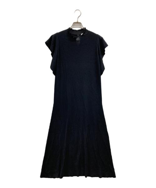 HER LIP TO（ハーリップトゥ）HER LIP TO (ハーリップトゥ) Ruffle Sleeve Belted Knit Dress ブラック サイズ:S 未使用品の古着・服飾アイテム