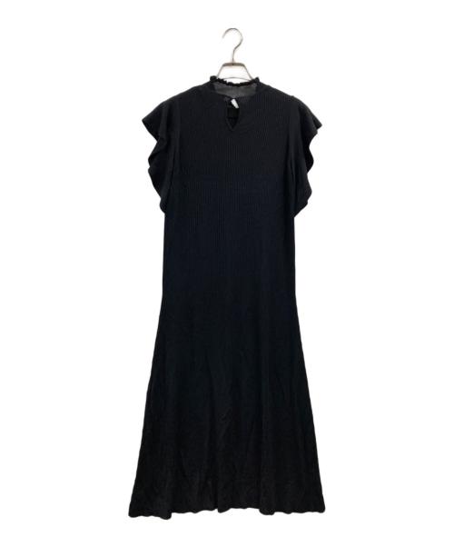 HER LIP TO（ハーリップトゥ）HER LIP TO (ハーリップトゥ) Ruffle Sleeve Belted Knit Dress ブラック サイズ:S 未使用品の古着・服飾アイテム