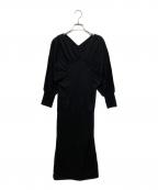 HER LIP TOハーリップトゥ）の古着「Cache- Coeur Jersey Midi Dress」｜ブラック