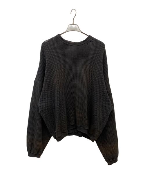 ANCELLM（アンセルム）ANCELLM (アンセルム) DAMAGE HEAVY WAFFLE OVERSIZED LS チャコールグレー サイズ:2の古着・服飾アイテム