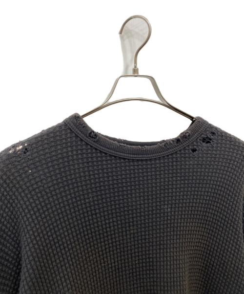 ANCELLM（アンセルム）ANCELLM (アンセルム) DAMAGE HEAVY WAFFLE OVERSIZED LS チャコールグレー サイズ:2の古着・服飾アイテム