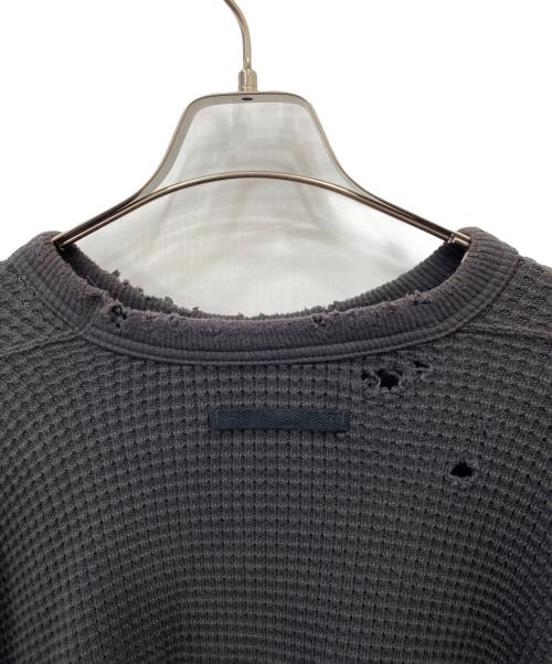 ANCELLM（アンセルム）ANCELLM (アンセルム) DAMAGE HEAVY WAFFLE OVERSIZED LS チャコールグレー サイズ:2の古着・服飾アイテム