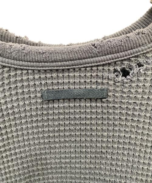 ANCELLM（アンセルム）ANCELLM (アンセルム) DAMAGE HEAVY WAFFLE OVERSIZED LS チャコールグレー サイズ:2の古着・服飾アイテム