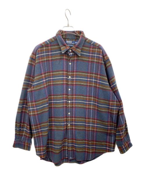 POLO RALPH LAUREN（ポロ・ラルフローレン）POLO RALPH LAUREN (ポロ・ラルフローレン) カシミヤチェックシャツ ネイビー サイズ:XXLの古着・服飾アイテム