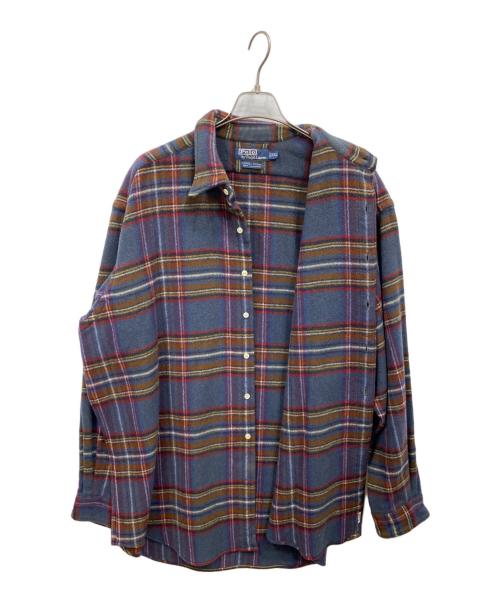 POLO RALPH LAUREN（ポロ・ラルフローレン）POLO RALPH LAUREN (ポロ・ラルフローレン) カシミヤチェックシャツ ネイビー サイズ:XXLの古着・服飾アイテム
