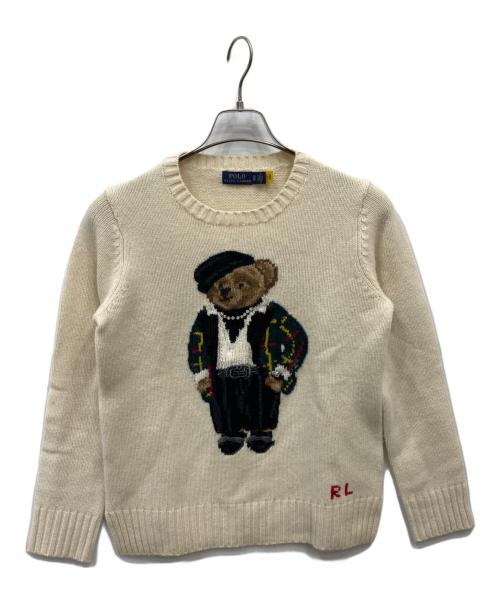 POLO RALPH LAUREN（ポロ・ラルフローレン）POLO RALPH LAUREN (ポロ・ラルフローレン) カシミヤ混ポロベアニット ホワイト サイズ:XSの古着・服飾アイテム