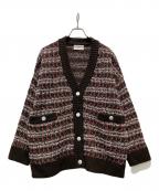 Vinヴィン）の古着「ラメツイードカーディガン」｜ブラウン