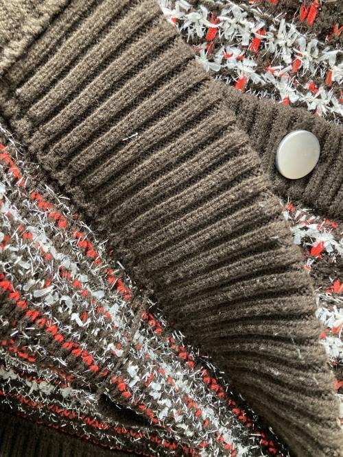 Vin（ヴィン）vin (ヴィン) ラメツイードカーディガン ブラウン サイズ:38の古着・服飾アイテム