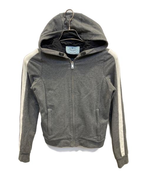 PRADA（プラダ）PRADA (プラダ) サイドラインジップパーカー グレー サイズ:Sの古着・服飾アイテム