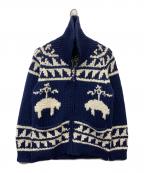 BROOKS BROTHERS×PEANUTSブルックスブラザーズ×ピーナッツ）の古着「カウチンニットカーディガン」｜ネイビー×ホワイト
