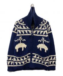 BROOKS BROTHERS×PEANUTS（ブルックスブラザーズ×ピーナッツ）の古着「カウチンニットカーディガン」｜ネイビー×ホワイト