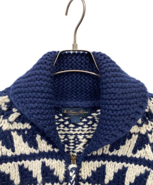BROOKS BROTHERS（ブルックスブラザーズ）BROOKS BROTHERS (ブルックスブラザーズ) PEANUTS (ピーナッツ) カウチンニットカーディガン ネイビー×ホワイト サイズ:Sの古着・服飾アイテム