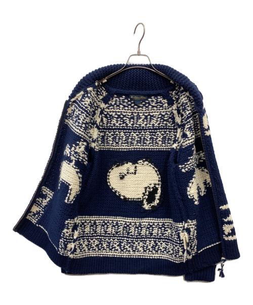BROOKS BROTHERS（ブルックスブラザーズ）BROOKS BROTHERS (ブルックスブラザーズ) PEANUTS (ピーナッツ) カウチンニットカーディガン ネイビー×ホワイト サイズ:Sの古着・服飾アイテム