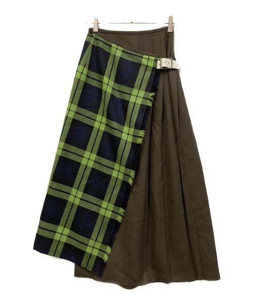 O'NEIL OF DUBLIN（オニールオブダブリン）O'NEIL OF DUBLIN (オニールオブダブリン) UNITED ARROWS (ユナイテッドアローズ) UNITED ARROWS別注キルトマキシスカ-ト グリーン サイズ:SIZE 36の古着・服飾アイテム