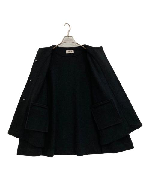 evam eva（エヴァムエヴァ）evam eva (エヴァムエヴァ) プレスウール ポンチョ ブラック サイズ:Fの古着・服飾アイテム