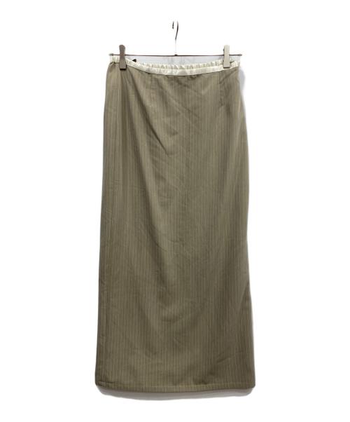 ANDRESD（アンドレスド）ANDRESD (アンドレスド) ピンストライプペプラムセットアップドレス ベージュ サイズ:Lの古着・服飾アイテム