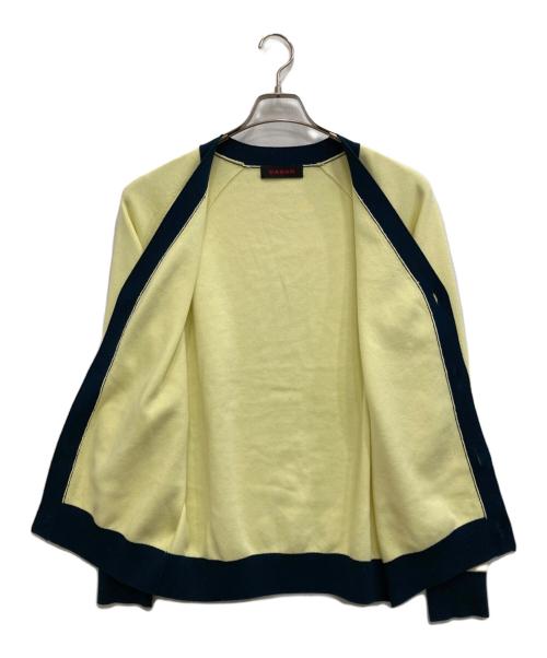CABAN（キャバン）CABaN (キャバン) コットンカシミヤ バイカラーVネックカーディガン イエロー サイズ:Mの古着・服飾アイテム